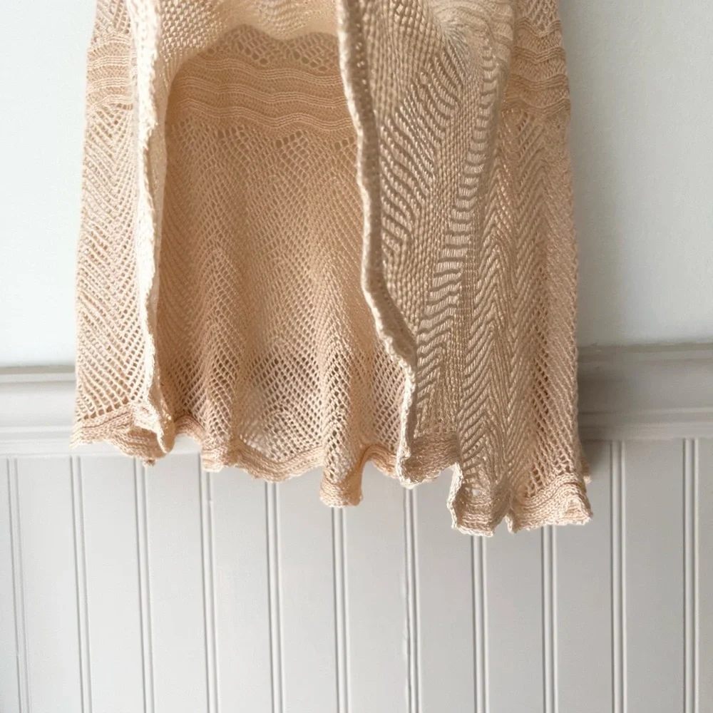 Elegant Tan Crochet Knit Skirt - One Size Neutral